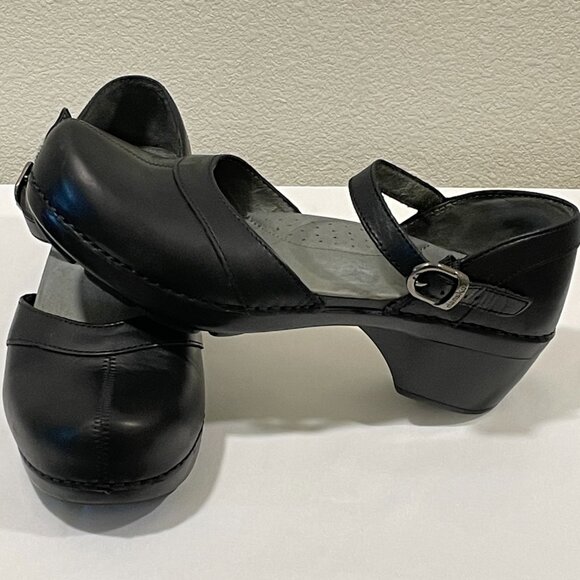 DANSKO Mary Jane "Sally" Leather Closed Back Clog Buckle Strap, Black- 40/9.5-10 - Picture 3 of 12